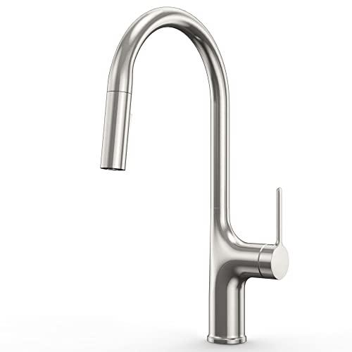 Kitchen Faucet with Pull Down Sprayer, Brushed Nickel Kitchen Faucet, Single Handle Kitchen Sink Faucets, High Arc Single Hole Kitchen Faucet with Sprayer Buylikepro