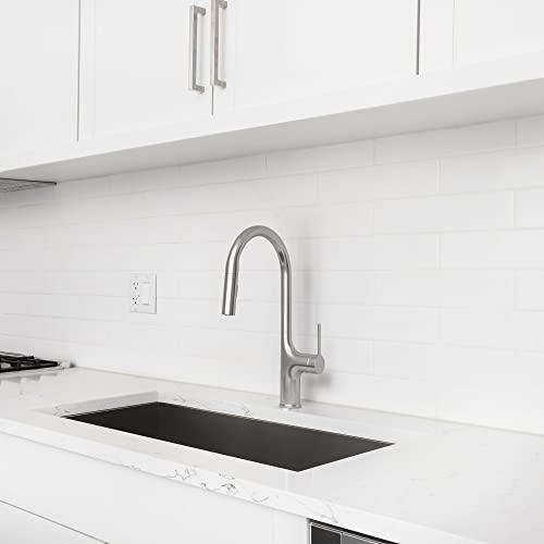 Kitchen Faucet with Pull Down Sprayer, Brushed Nickel Kitchen Faucet, Single Handle Kitchen Sink Faucets, High Arc Single Hole Kitchen Faucet with Sprayer Buylikepro