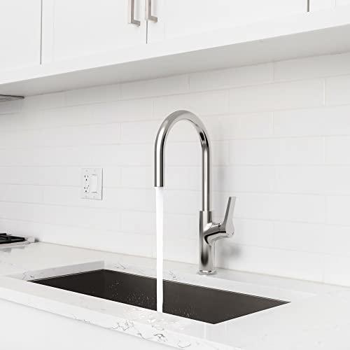 Kitchen Faucet with Pull Down Sprayer, Single Handle Kitchen Sink Faucet, High Arc Brass Kitchen Faucets, Modern Brushed Nickel Kitchen Faucet with Sprayer Buylikepro