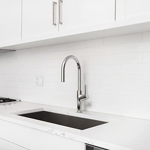 Kitchen Faucet with Pull Down Sprayer, Single Handle Kitchen Sink Faucet, High Arc Brass Kitchen Faucets, Modern Brushed Nickel Kitchen Faucet with Sprayer Buylikepro