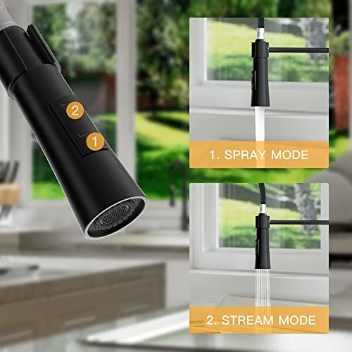Kitchen Faucet with Pull-Down Sprayhead, Commercial Spring Kitchen Faucet, Modern Single Handle Kitchen Sink Faucet Black Buylikepro