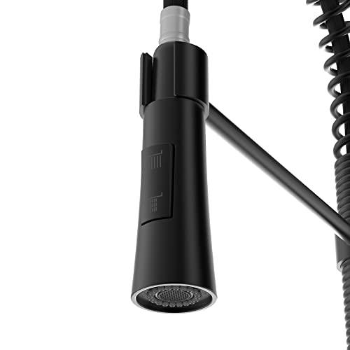Kitchen Faucet with Pull-Down Sprayhead, Commercial Spring Kitchen Faucet, Modern Single Handle Kitchen Sink Faucet Black Buylikepro