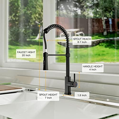 Kitchen Faucet with Pull-Down Sprayhead, Commercial Spring Kitchen Faucet, Modern Single Handle Kitchen Sink Faucet Black Buylikepro