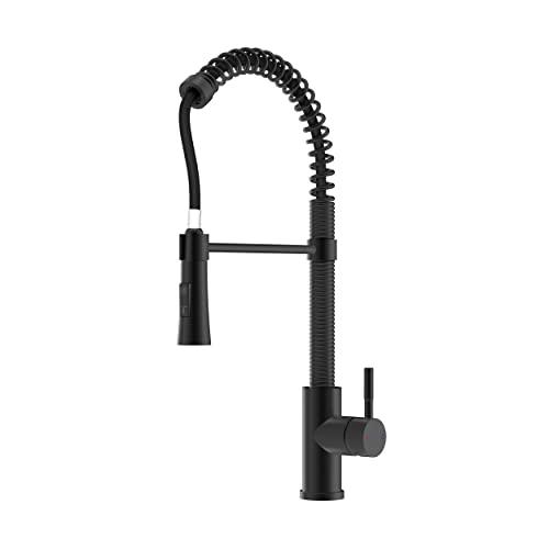Kitchen Faucet with Pull-Down Sprayhead, Commercial Spring Kitchen Faucet, Modern Single Handle Kitchen Sink Faucet Black Buylikepro