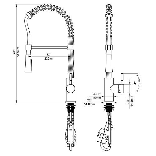 Kitchen Faucet with Pull-Down Sprayhead, Commercial Spring Kitchen Faucet, Modern Single Handle Kitchen Sink Faucet Brushed Nickel Buylikepro