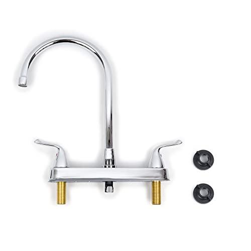 Kitchen Faucet with Sprayer, 3 Hole Stainless Steel Faucet for Kitchen Sink, High arc Double Handle Kitchen Faucets, Chrome Buylikepro