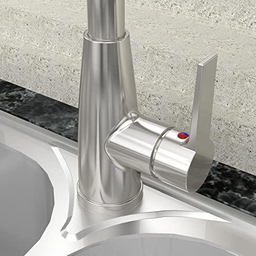 Kitchen Faucets with Pull Down Sprayer, High Arc Faucet for Kitchen Sink, Single Handle Brushed Nickel Kitchen Faucet, Modern Stainless Steel Kitchen Faucet with Sprayer Buylikepro