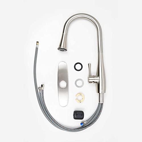 Kitchen Faucets with Pull Down Sprayer, Single Handle Faucet for Kitchen Sink, Modern High Arc Brushed Nickel Kitchen Faucet with Sprayer Buylikepro