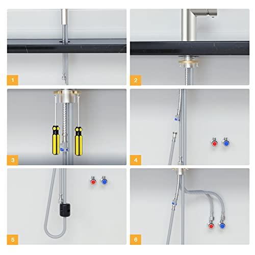 Kitchen Faucets with Pull Down Sprayer, Single Handle Faucet for Kitchen Sink, Modern High Arc Brushed Nickel Kitchen Faucet with Sprayer Buylikepro