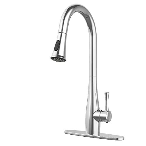 Kitchen Faucets with Pull Down Sprayer, Single Handle Faucet for Kitchen Sink, Modern High Arc Kitchen Faucet with Sprayer, Chrome Buylikepro