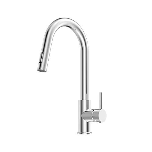Kitchen Faucets with Pull Down Sprayer, Single Handle Faucet for Kitchen Sink, Modern High Arc Kitchen Faucet with Sprayer, Chrome Buylikepro