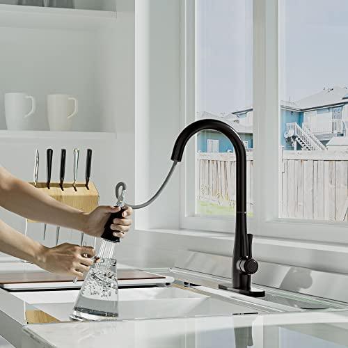 Kitchen Faucets with Pull Down Sprayer, Single Handle Faucet for Kitchen Sink, Modern Oil Rubbed Bronze Kitchen Faucet with Sprayer Buylikepro