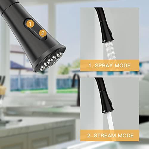 Kitchen Faucets with Pull Down Sprayer, Single Handle Faucet for Kitchen Sink, Modern Oil Rubbed Bronze Kitchen Faucet with Sprayer Buylikepro