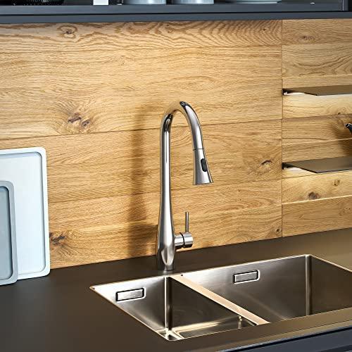 Modern Kitchen Sink Faucet, Pull Down Kitchen Faucet Single Handle, High Arc Faucet for Kitchen Sink, Single Hole Kitchen Faucets with Pull Down Sprayer Buylikepro