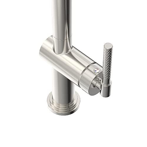 Modern Kitchen Sink Faucet, Stainless Steel Kitchen Faucet with Pull Down Sprayer Commercial Brushed Nickel Kitchen Faucet Single Handle High-Arc Spot-Resistant Buylikepro