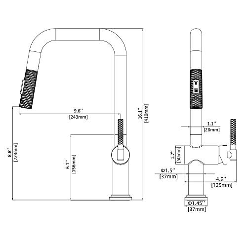 Modern Kitchen Sink Faucet, Stainless Steel Kitchen Faucet with Pull Down Sprayer Commercial Kitchen Faucet Single Handle High Arc Matte Black Faucet for Kitchen Sink Buylikepro
