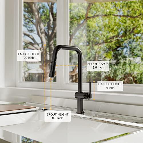 Modern Kitchen Sink Faucet, Stainless Steel Kitchen Faucet with Pull Down Sprayer Commercial Single Handle High Arc Oil Rubbed Bronze Kitchen Faucet Buylikepro