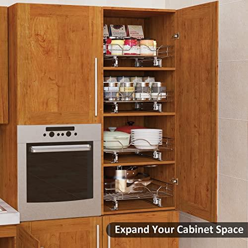 Pull Out Cabinet Organizer 20"W x 21"D, for Cabinet Pull Out Shelves Cabinet Drawers Slide Out Kitchen Cabinet Organizer Storage Shelves, Fits 21.5" Opening Cabinet Buylikepro