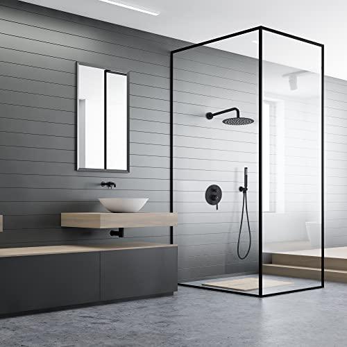 Rainfall Shower System Matte Black with High Pressure 10 inch Shower Head Hand Held Shower Head Bathroom Luxury Rain Mixer Shower Complete Combo Set Wall Mounted Buylikepro