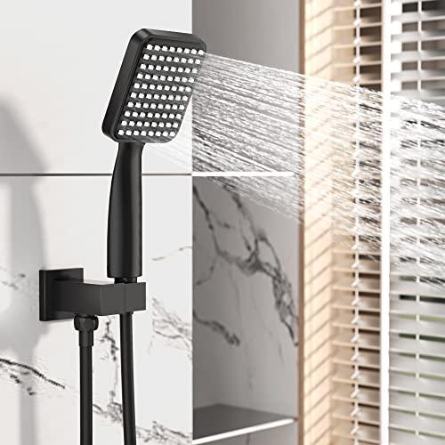 Rainfall Shower System Matte Black with High Pressure 8 inch Shower Head Hand Held Shower Head Bathroom Luxury Rain Mixer Shower Complete Combo Set Wall Mounted (Valve Included) Buylikepro