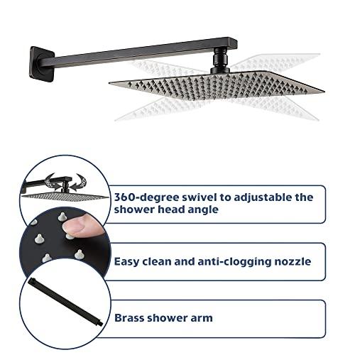 Rainfall Shower System, Wall Mounted Shower Combo Set for Bathroom with High Pressure 10 Inch Rain Shower head, Rain Mixer Combo Set Oil-Rubbed Bronze (Valve Included) Buylikepro
