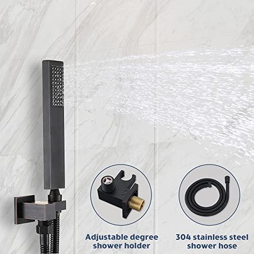 Rainfall Shower System, Wall Mounted Shower Combo Set for Bathroom with High Pressure 10 Inch Rain Shower head, Rain Mixer Combo Set Oil-Rubbed Bronze (Valve Included) Buylikepro