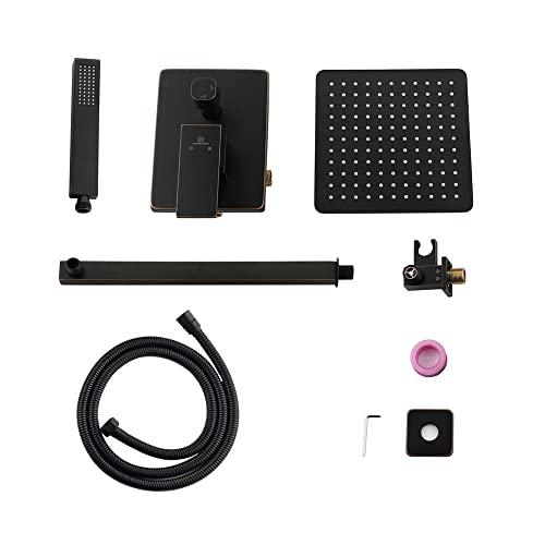 Rainfall Shower System, Wall Mounted Shower Combo Set for Bathroom with High Pressure 10 Inch Rain Shower head, Rain Mixer Combo Set Oil-Rubbed Bronze (Valve Included) Buylikepro