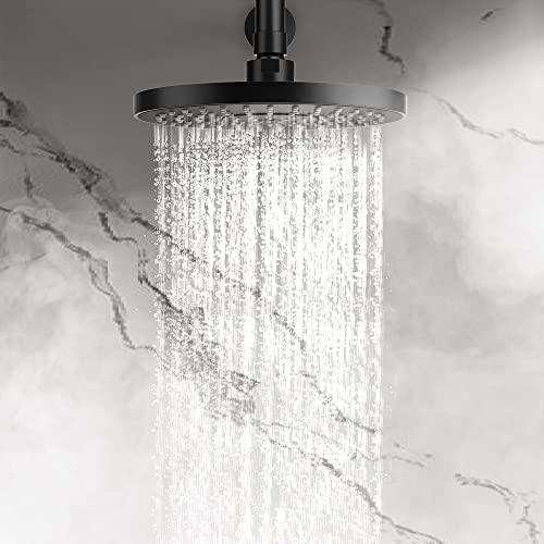 Rainfall Shower System, Wall Mounted Shower Combo Set for Bathroom with High Pressure 8 Inch Rain Shower head and 3-Setting Handheld Shower Head, Pressure Balance Valve Matte Black (Valve Included) Buylikepro