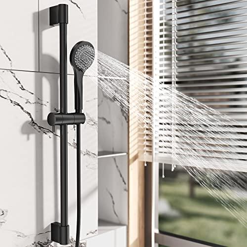 Rainfall Shower System, Wall Mounted Shower Combo Set for Bathroom with High Pressure 8 Inch Rain Shower head and 3-Setting Handheld Shower Head, Pressure Balance Valve Matte Black (Valve Included) Buylikepro