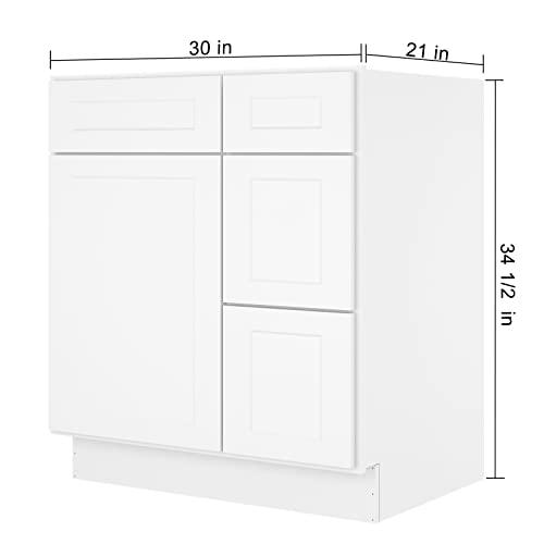 S-V3021DR-SW-US-DF, 21" D30 W34.5 H, Shaker White Buylikepro