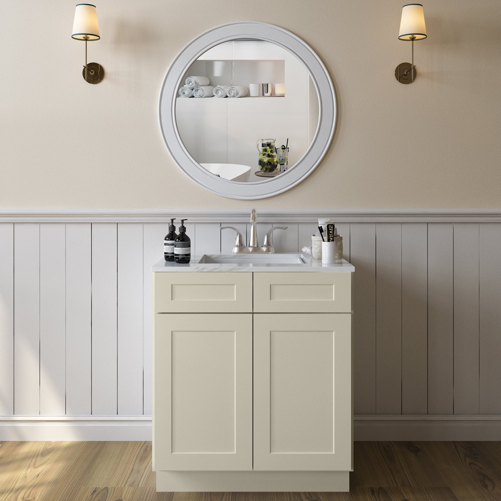 24"D*30"W*34.5"H Birch Solid Wood Sink Base Kitchen Cabinet SB30