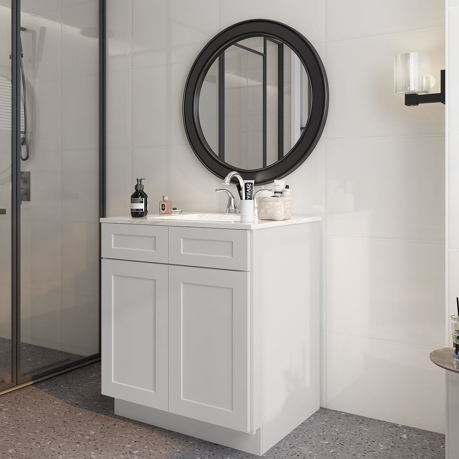 24"D*30"W*34.5"H Birch Solid Wood Sink Base Kitchen Cabinet SB30