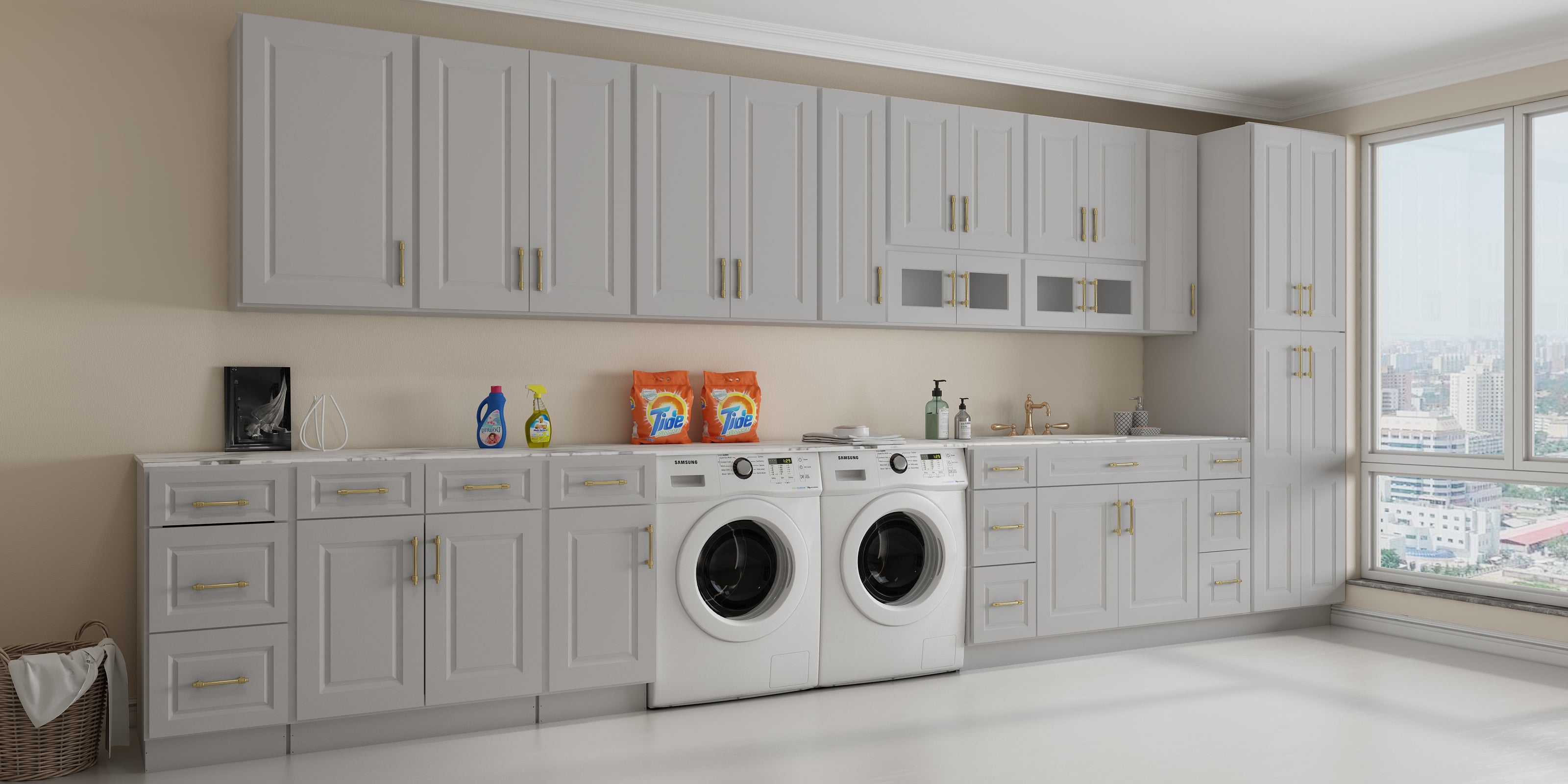 24"D*30"W*34.5"H Birch Solid Wood Sink Base Kitchen Cabinet SB30