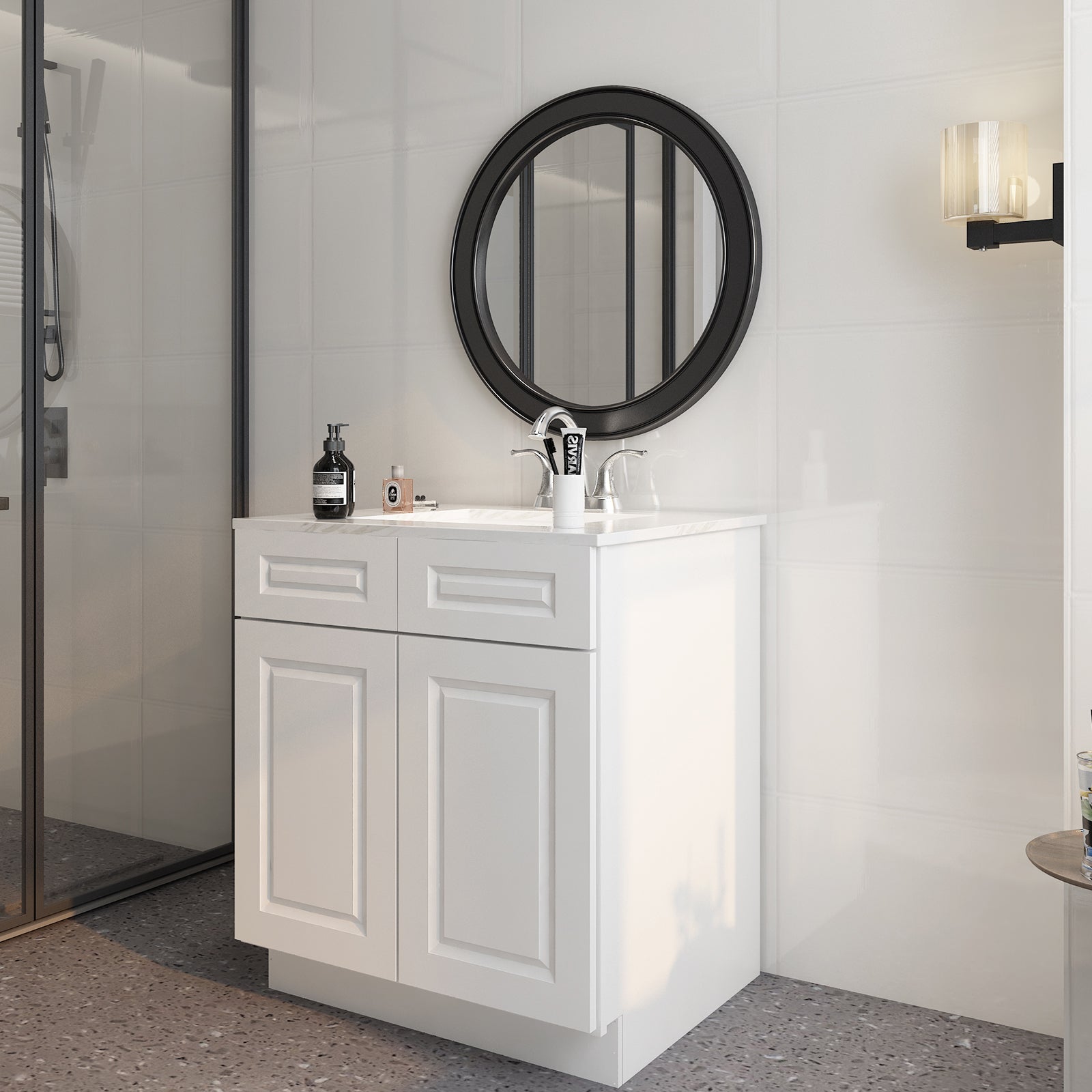 24"D*30"W*34.5"H Birch Solid Wood Sink Base Kitchen Cabinet SB30