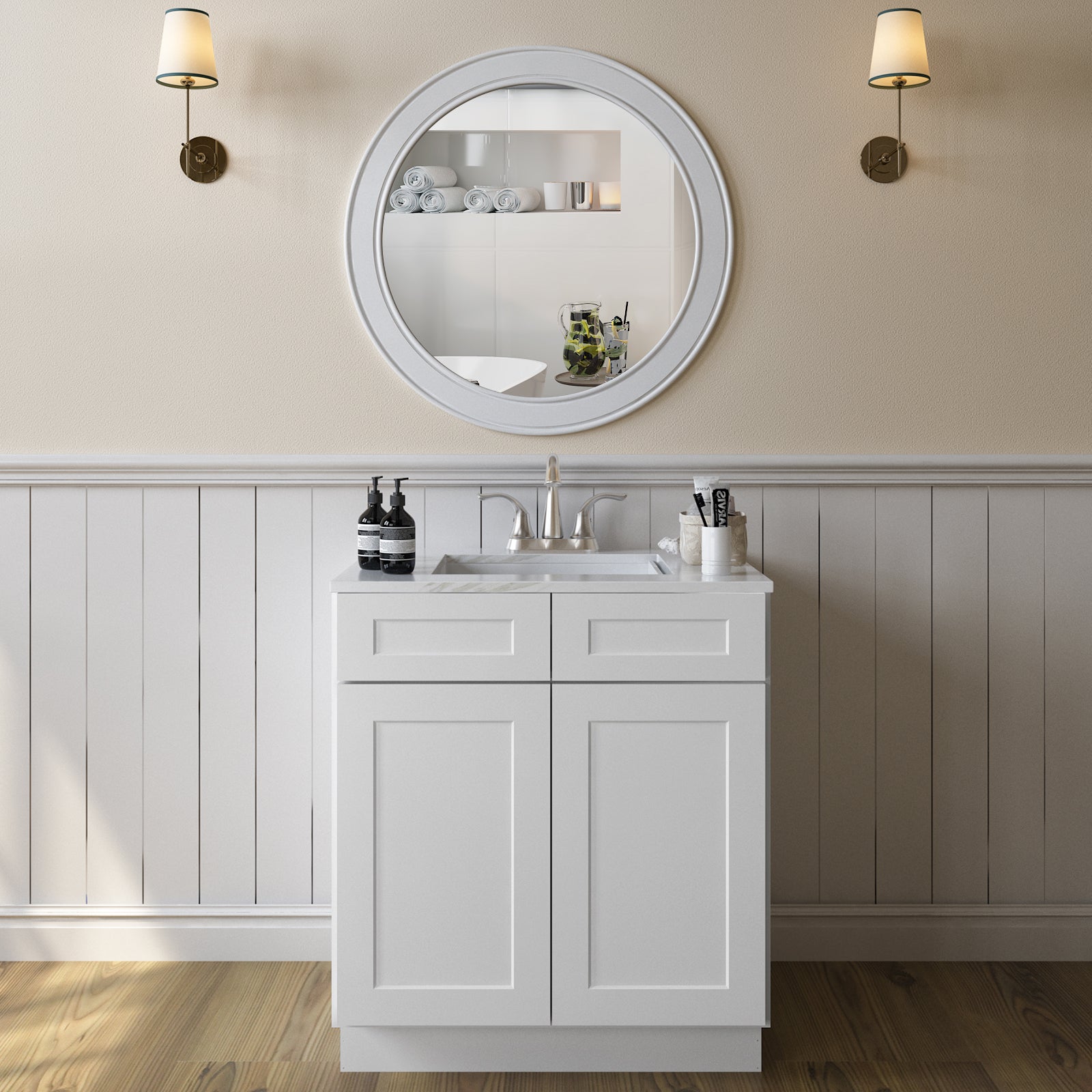 24"D*30"W*34.5"H Birch Solid Wood Sink Base Kitchen Cabinet SB30