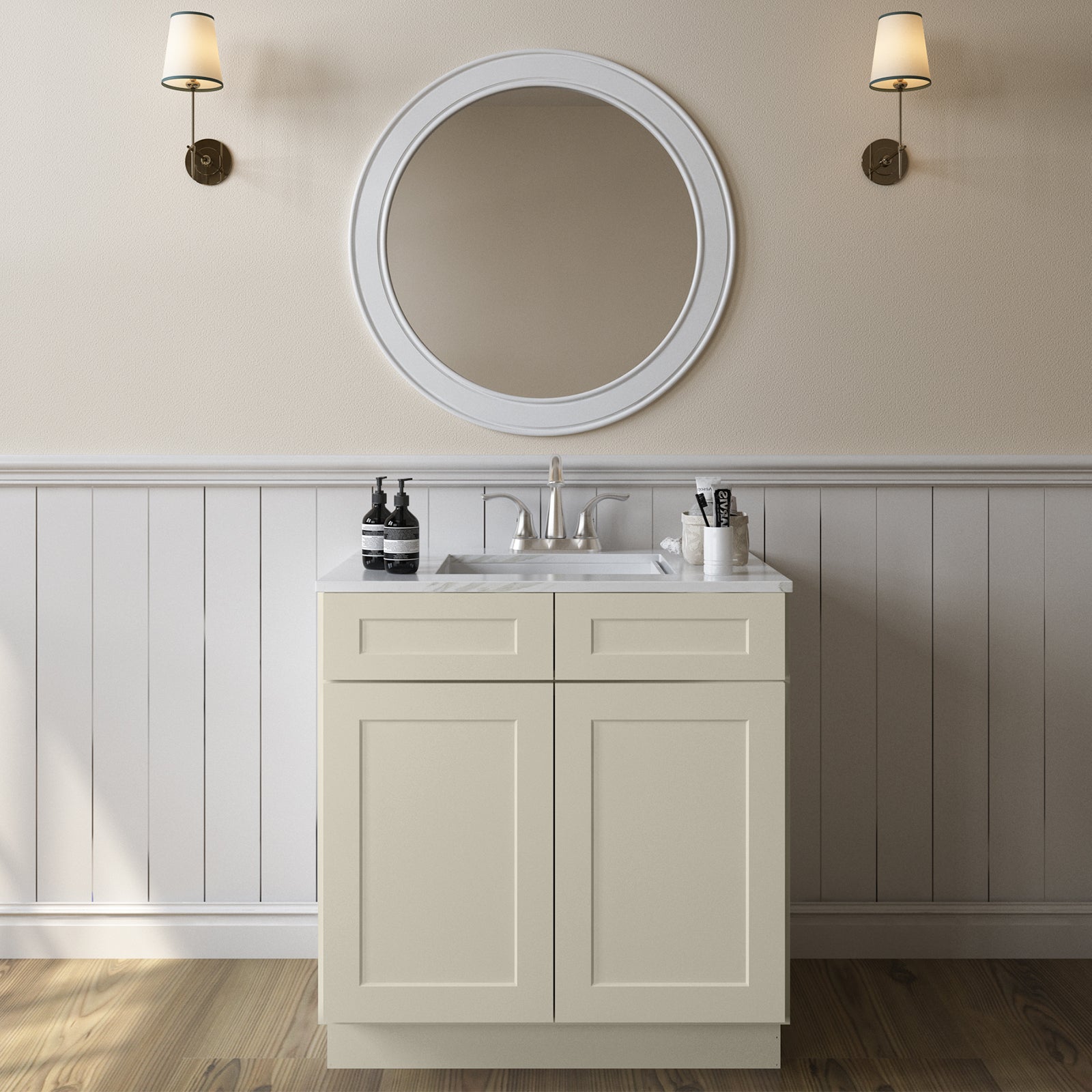 24"D*33"W*34.5"H Birch Solid Wood Sink Base Kitchen Cabinet SB33