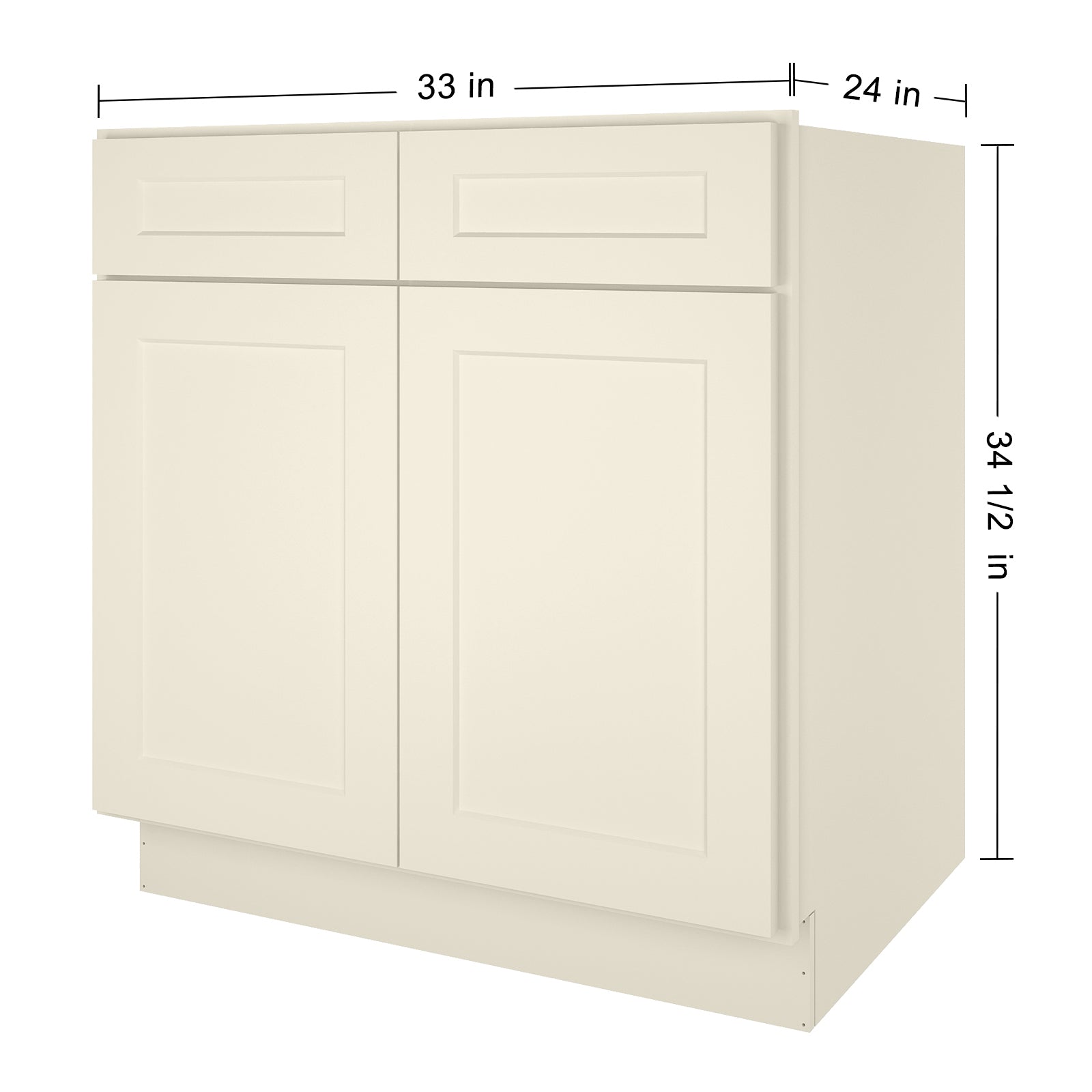 24"D*33"W*34.5"H Birch Solid Wood Sink Base Kitchen Cabinet SB33