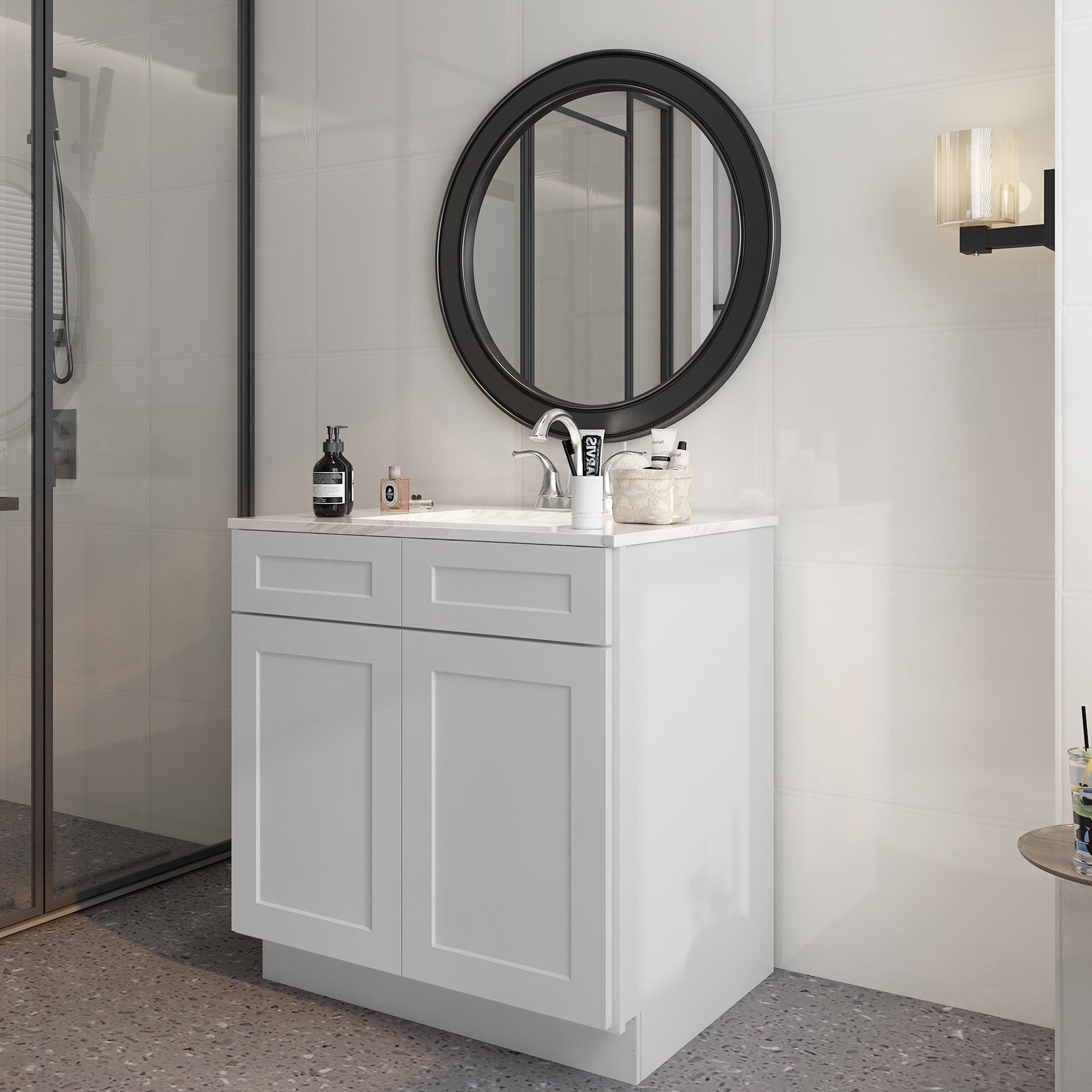 24"D*33"W*34.5"H Birch Solid Wood Sink Base Kitchen Cabinet SB33