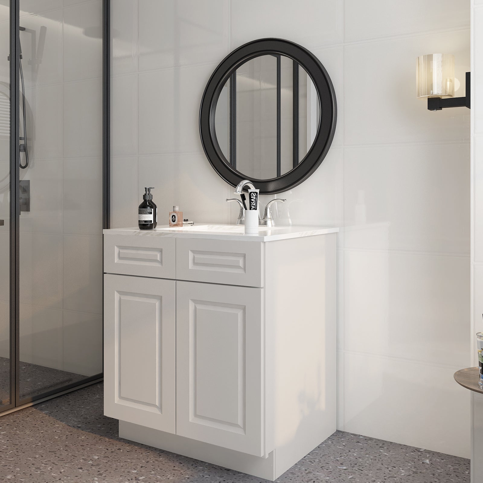 24"D*33"W*34.5"H Birch Solid Wood Sink Base Kitchen Cabinet SB33