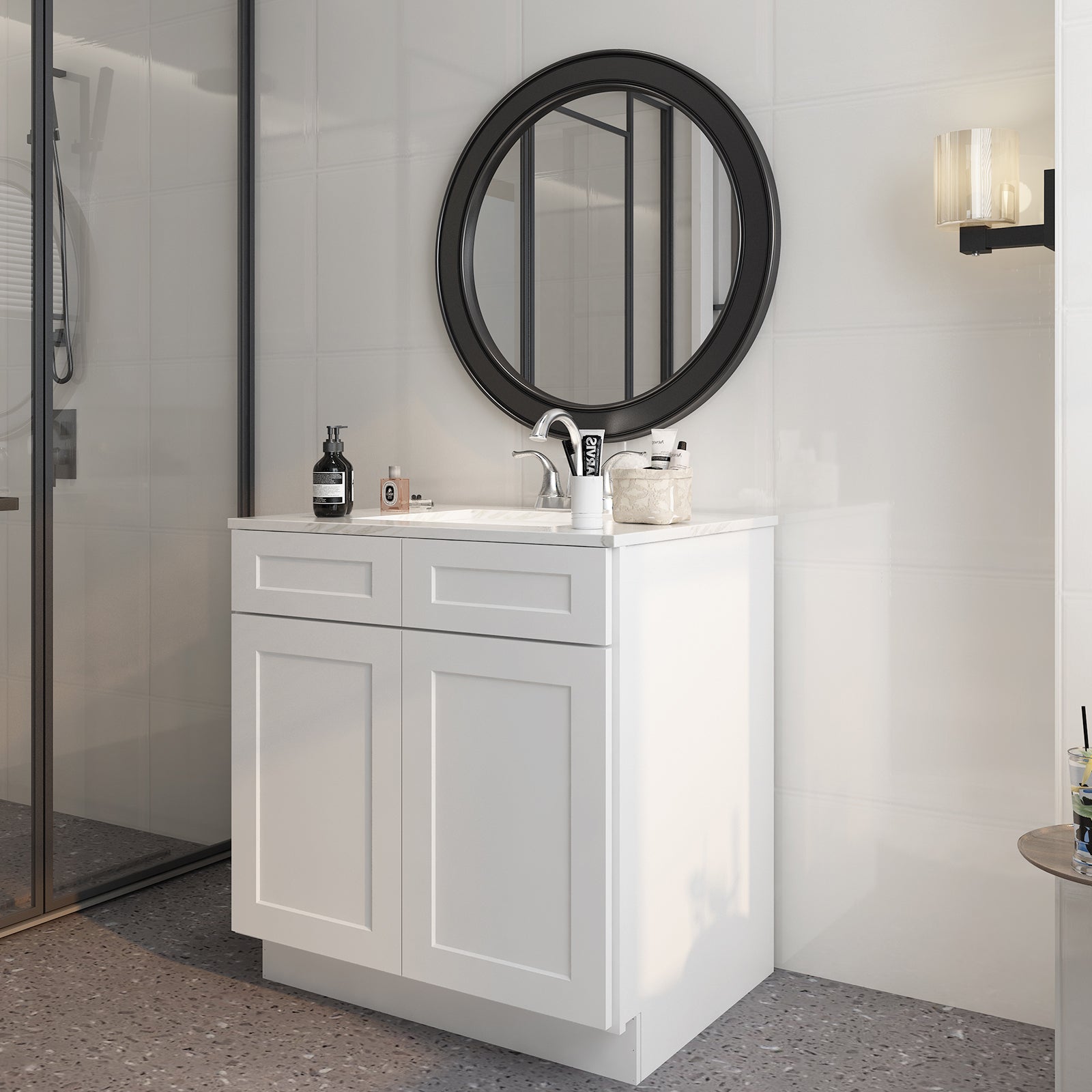 24"D*33"W*34.5"H Birch Solid Wood Sink Base Kitchen Cabinet SB33