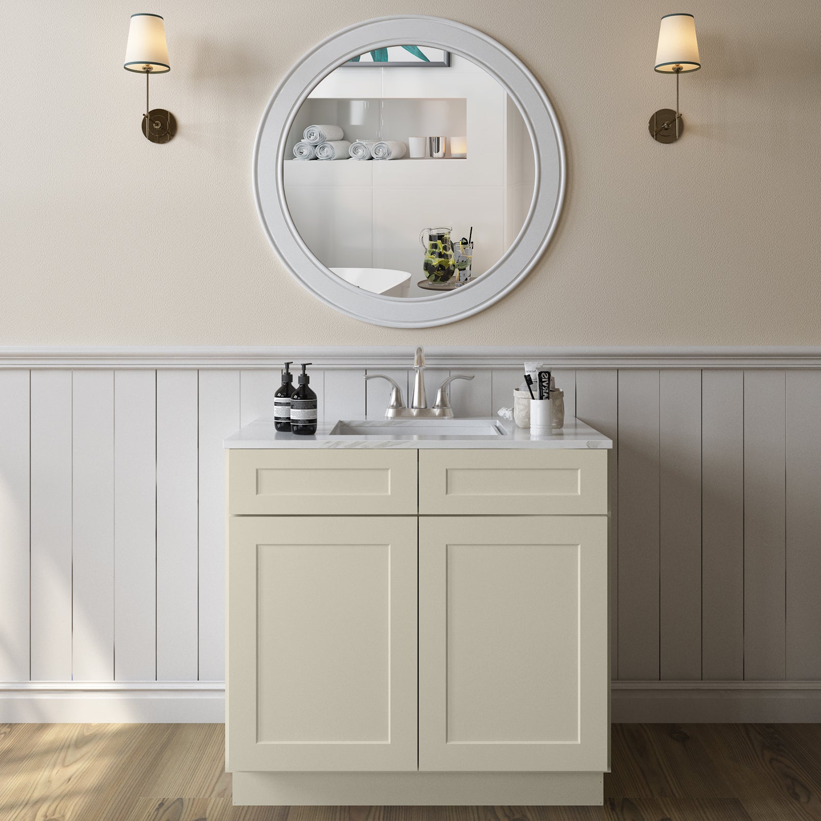 24"D*36"W*34.5"H Birch Solid Wood Sink Base Kitchen Cabinet SB36