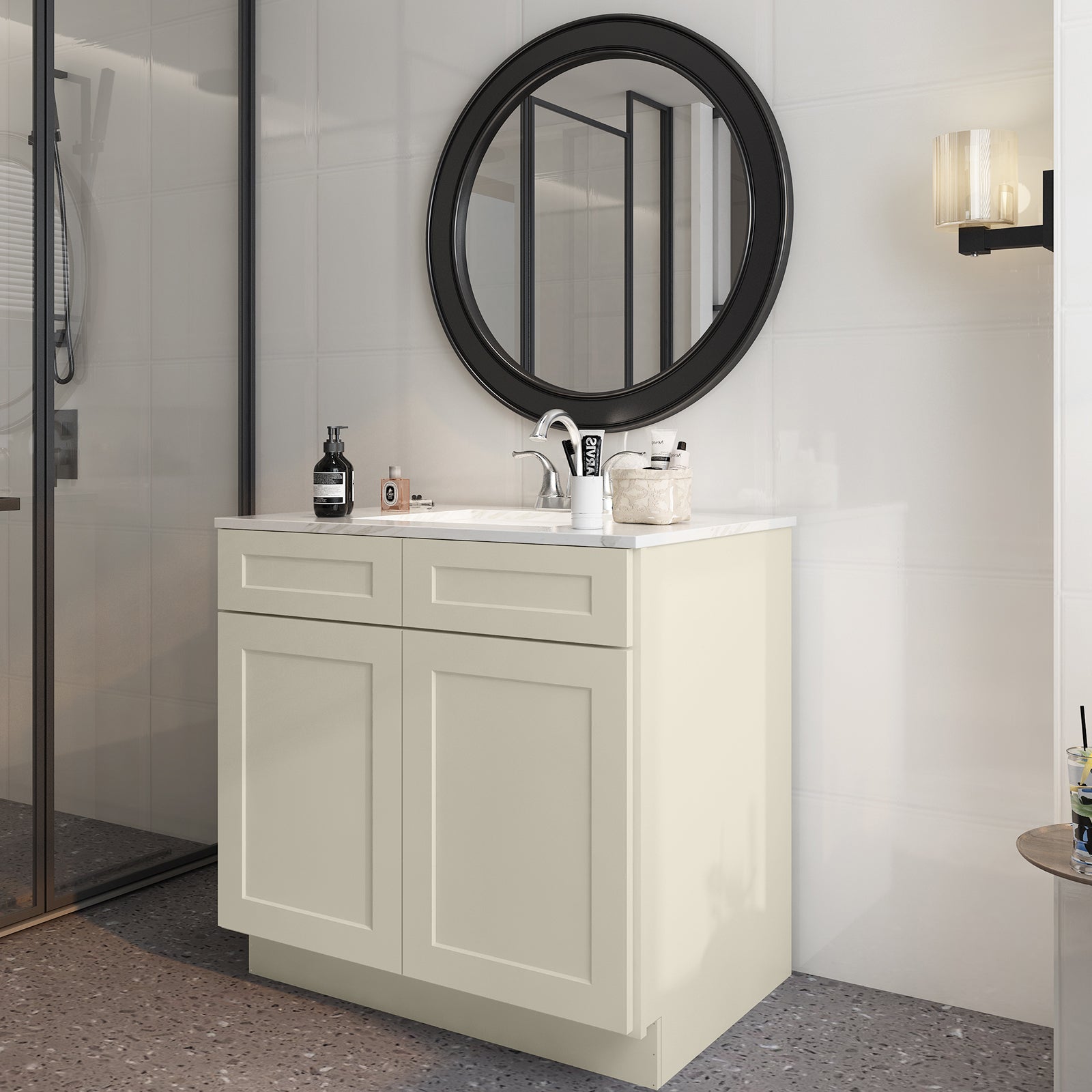 24"D*36"W*34.5"H Birch Solid Wood Sink Base Kitchen Cabinet SB36