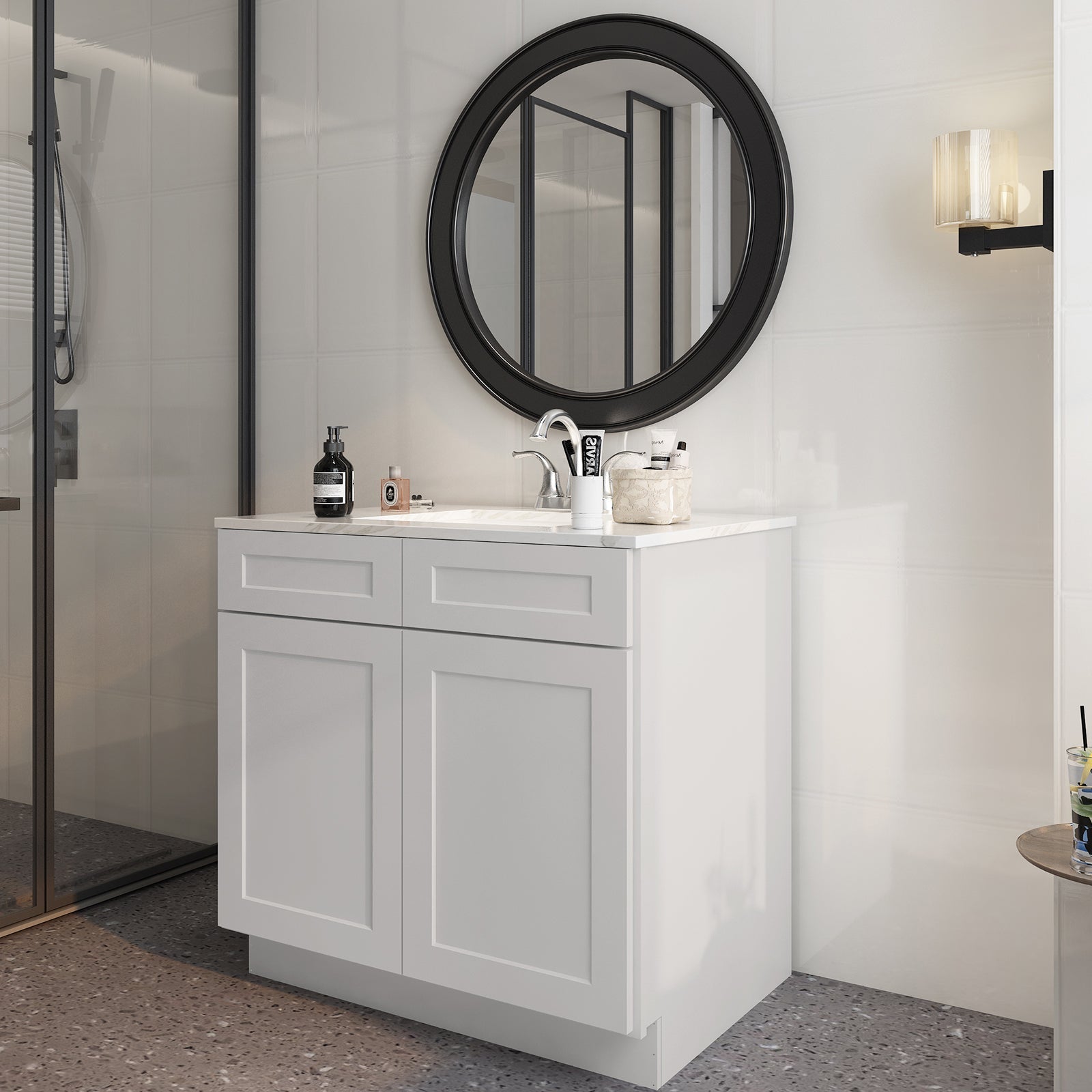 24"D*36"W*34.5"H Birch Solid Wood Sink Base Kitchen Cabinet SB36