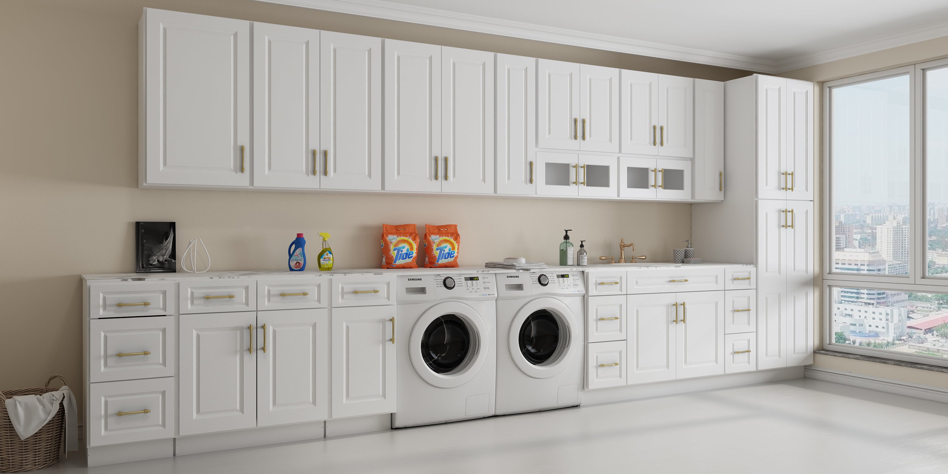 24"D*36"W*34.5"H Birch Solid Wood Sink Base Kitchen Cabinet SB36