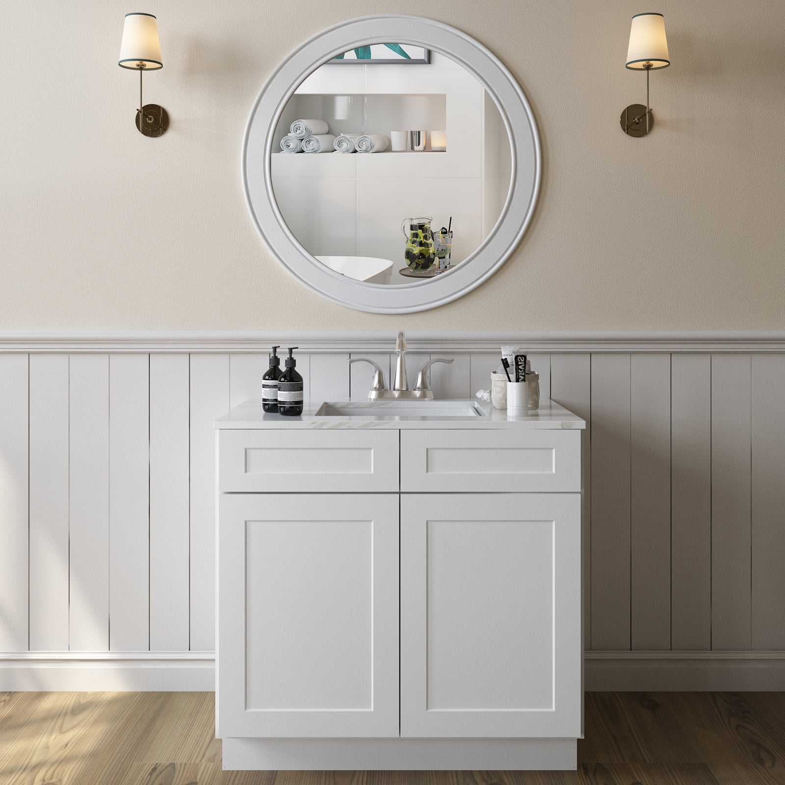 24"D*36"W*34.5"H Birch Solid Wood Sink Base Kitchen Cabinet SB36