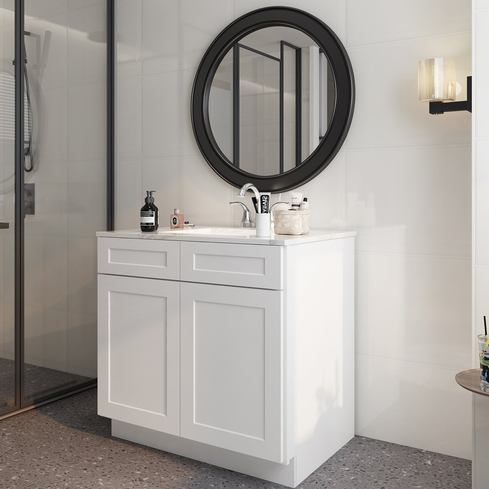 24"D*36"W*34.5"H Birch Solid Wood Sink Base Kitchen Cabinet SB36