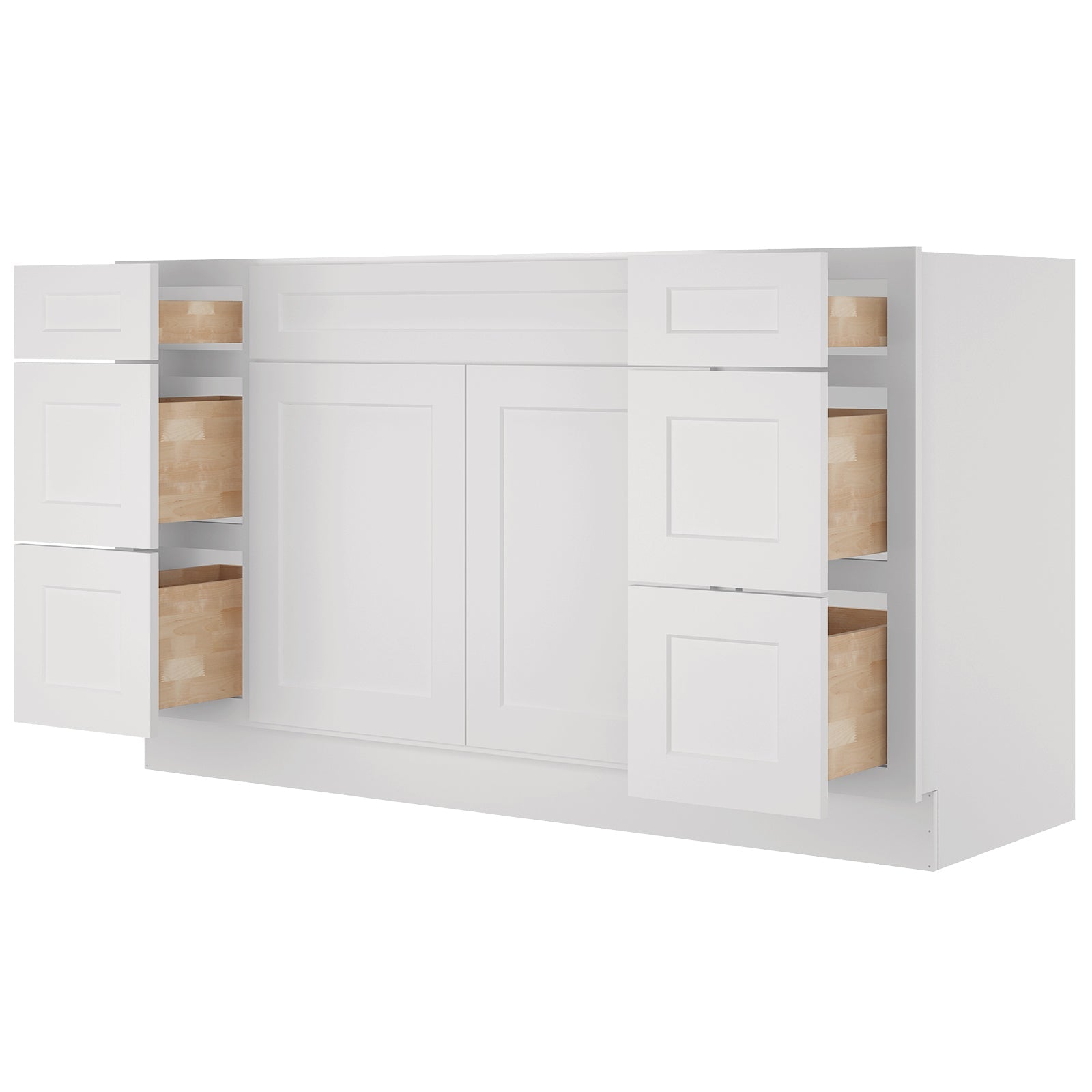 21"D Birch Solid Wood X48"W X 21"D X 34-1/2"H Bath Vanity Sink Drawer Cabinet without Top VDDB48