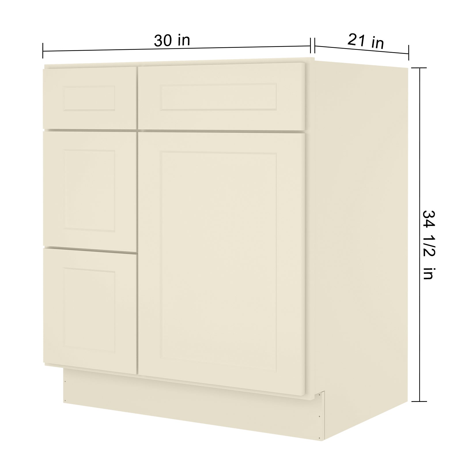 21"Dx30"Wx34-1/2"H Birch Solid Wood Bath Vanity Cabinet without Top V3021DL