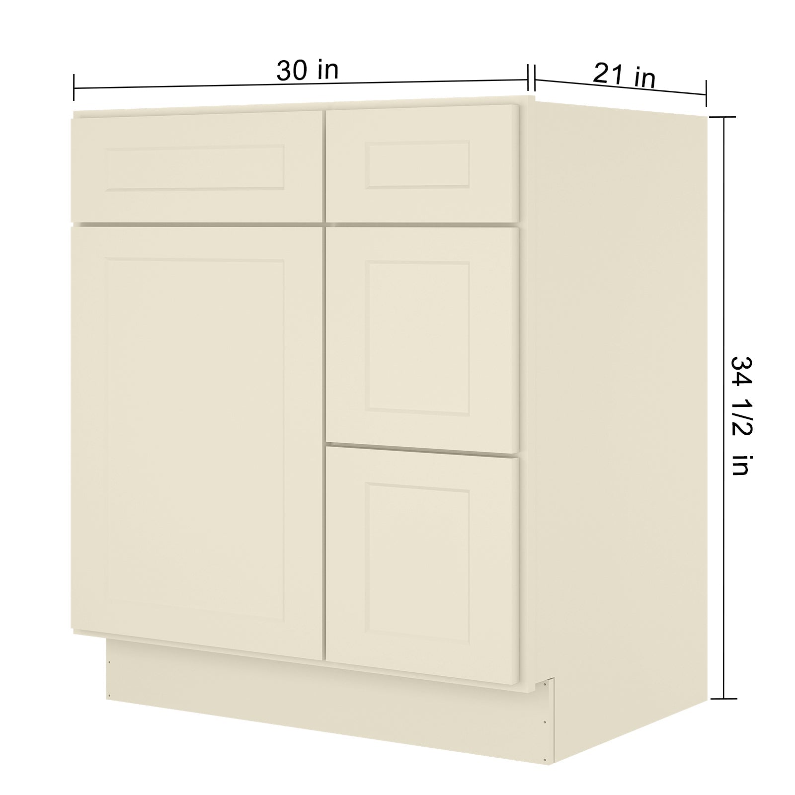 21"Dx30"Wx34-1/2"H Birch Solid Wood Bath Vanity Cabinet without Top V3021DR