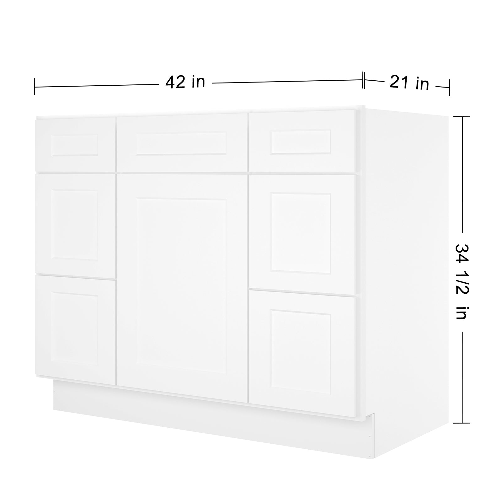 21"D Birch Solid Wood X 42"W X 34-1/2"H Bath Vanity Double Drawer Cabinet without Top VDDB42